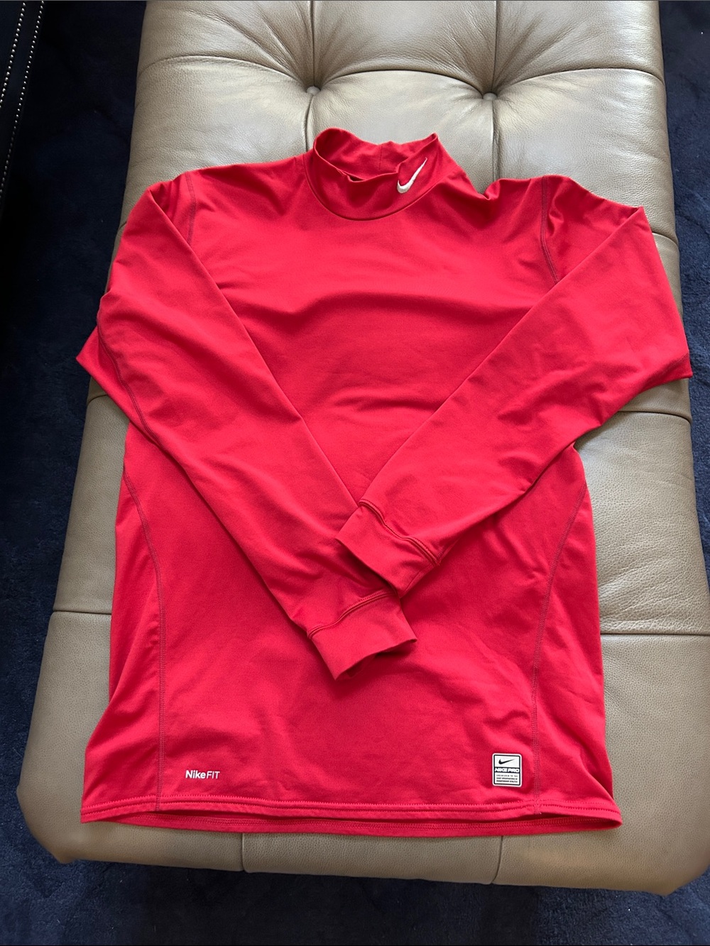 Nike Red Long-Sleeve Performance Top with Mock Neck